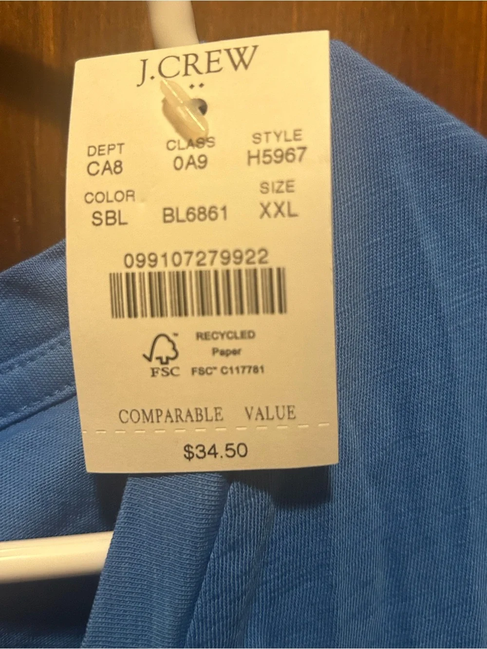 J. Crew Short Sleeve V-Neck T-Shirt in Blue